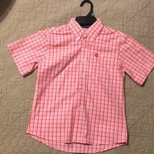 George Strait  BOYS medium pink plaid button down